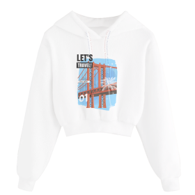 Lets travel - crop top hoodie