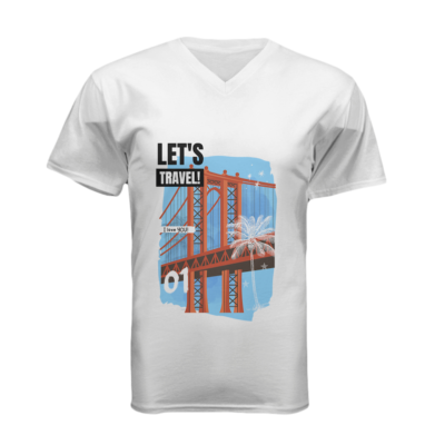 Let's travel - Short  sleeve V-neck tshirt