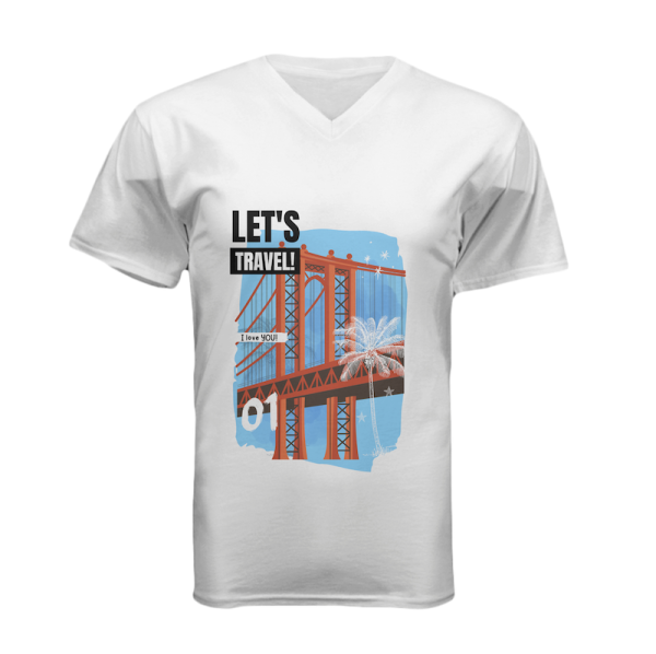 Let's travel - Short  sleeve V-neck tshirt
