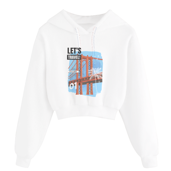 Lets travel - crop top hoodie
