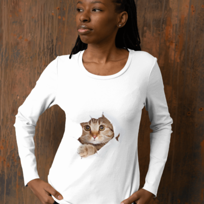 Peeping cat- Long sleeve tshirt