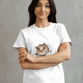 Peeping cat - Short  sleeve tshirt