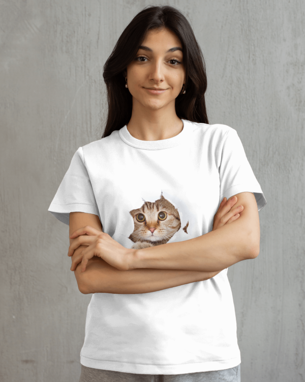 Peeping cat - Short  sleeve tshirt