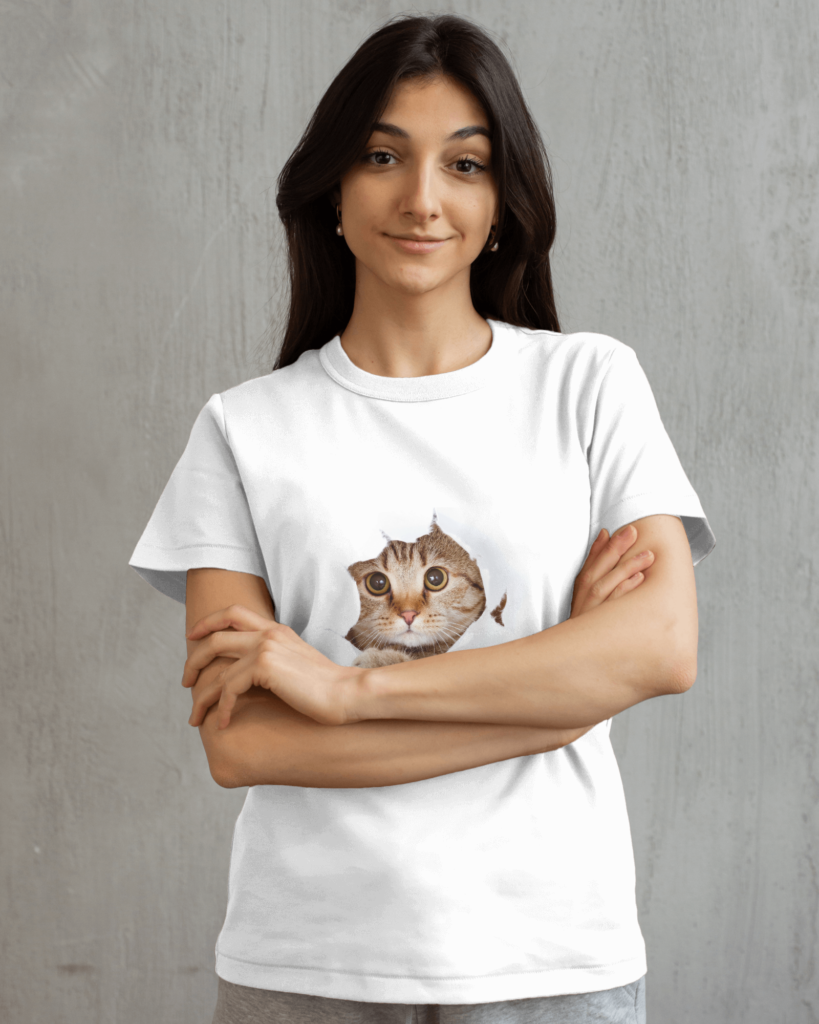 Peeping cat - Short  sleeve tshirt