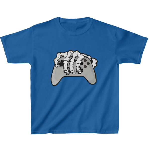 Gamer Skeleton Kids' T-Shirt - Gaming Motif Clothing - Skeleton Print - Image 2