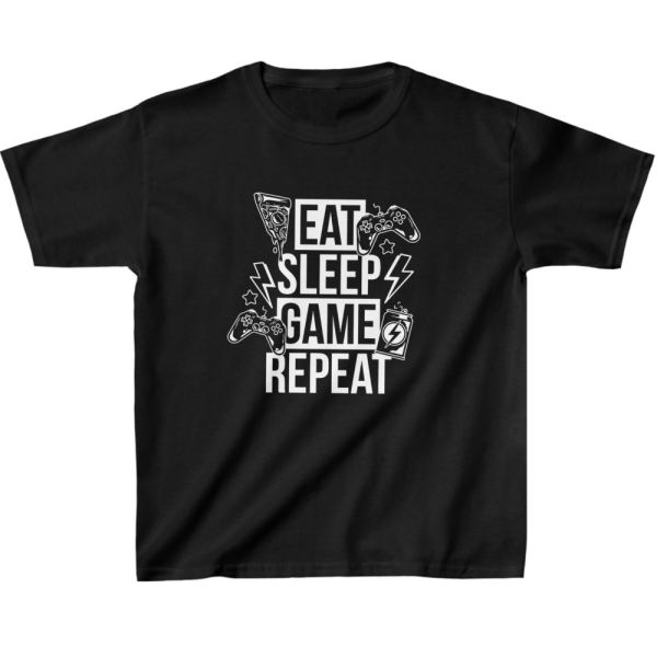 Eat Sleep Game Kids' T-Shirt - Kids' Gaming Stuff - Gaming Print Clothing - Image 2
