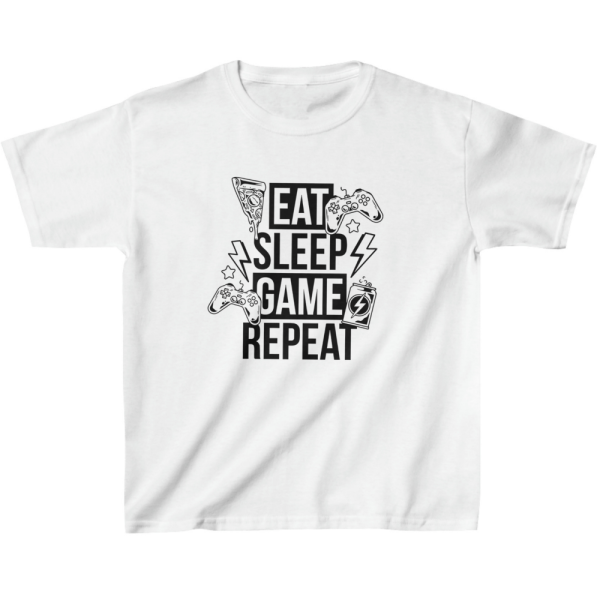 Eat Sleep Game Kids' T-Shirt - Kids' Gaming Stuff - Gaming Print Clothing - Image 3