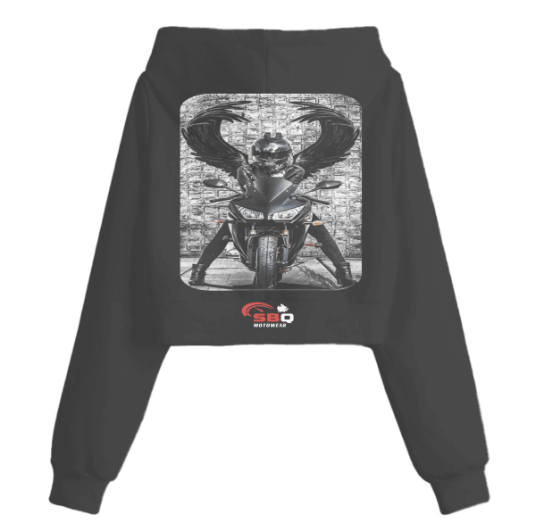 SBQ Motowear Female Crop Hoodie (Black) - Image 2